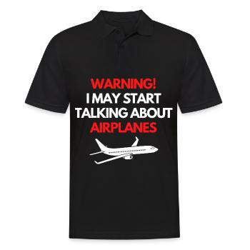 Warning ! Je commence à parler d’airplanes ! - Polo Homme - noir - Devant - Kai (181cm)