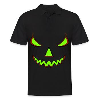 Halloween Kürbis Verkleidung Kostüm in grün lachen - Männer Poloshirt - Schwarz - Vorne - Kai (181cm)