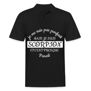 Je ne suis pas parfait SCORPION presque pareil - Polo Homme - noir - Devant - Kai (181cm)