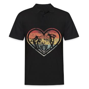 Rétro Australien Shepherd Vintage Shepherd Chien - Polo Homme - noir - Devant - Kai (181cm)