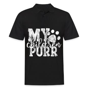 my children purr - Funny cat sayings - Men's Polo Shirt - black - Front - Kai (181cm)