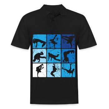 Breakdance - Männer Poloshirt - Schwarz - Vorne - Kai (181cm)