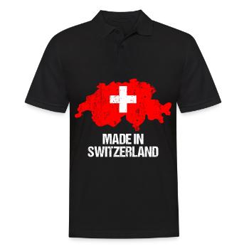 Suisse Carte suisse avec drapeau rouge - Polo Homme - noir - Devant - Kai (181cm)
