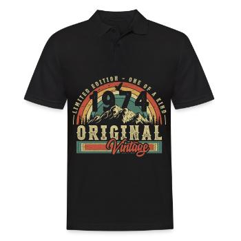 1974 Anniversaire né en 1974 Retro Vintage - Polo Homme - noir - Devant - Kai (181cm)
