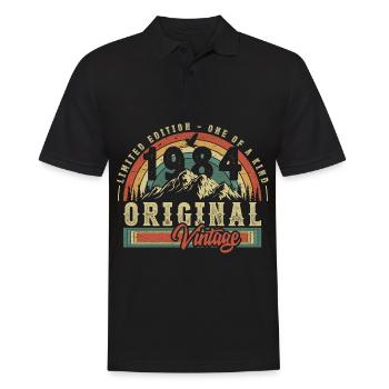 1984 Anniversaire né en 1984 Retro Vintage - Polo Homme - noir - Devant - Kai (181cm)