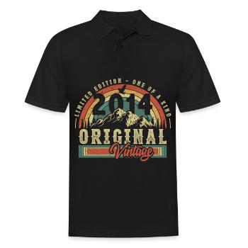 2014 Anniversaire né en 2014 Retro Vintage - Polo Homme - noir - Devant - Kai (181cm)