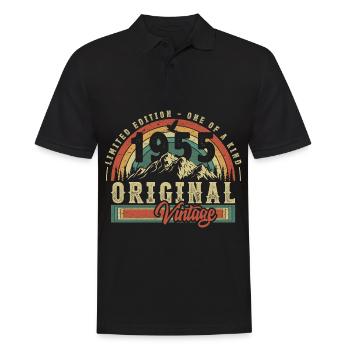 1955 Anniversaire né en 1955 Retro Vintage - Polo Homme - noir - Devant - Kai (181cm)