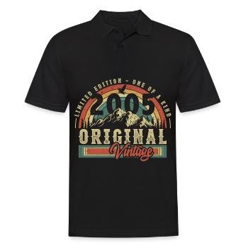 2005 Anniversaire né en 2005 Retro Vintage - Polo Homme - noir - Devant - Kai (181cm)