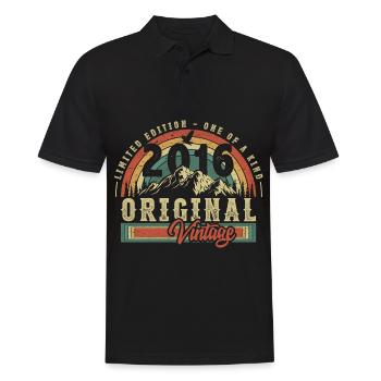 2016 Birthday born in 2016 Retro Vintage - Men's Polo Shirt - black - Front - Kai (181cm)