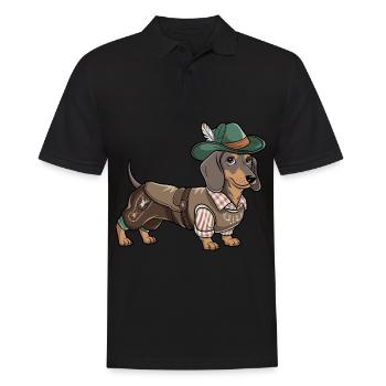 Teckel bavarois Chemise rouge blanche Costume traditionnel Bavière - Polo Homme - noir - Devant - Kai (181cm)