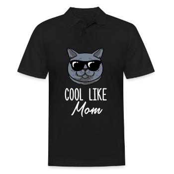 Cool comme maman, maman drôle de chat British Shorthair - Polo Homme - noir - Devant - Kai (181cm)