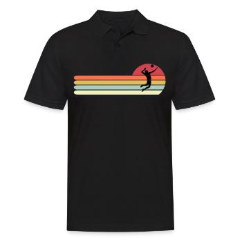 Lustiges Volleyballhemd, Retro Vintage Volleyball D. - Männer Poloshirt - Schwarz - Vorne - Kai (181cm)
