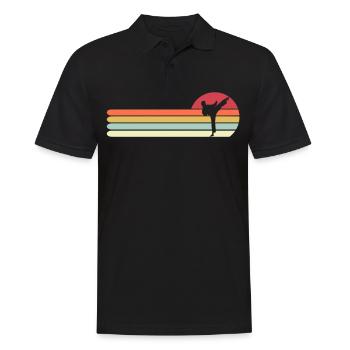 Retro Vintage Karate Geschenk für Papa, lustiges Karate - Männer Poloshirt - Schwarz - Vorne - Kai (181cm)