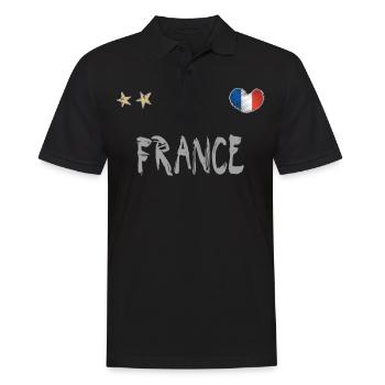 Maillot de football France Drapeau français - Polo Homme - noir - Devant - Kai (181cm)