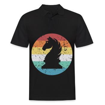 Schach Springer - Männer Poloshirt - Schwarz - Vorne - Kai (181cm)