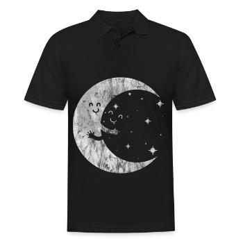Mond - Männer Poloshirt - Schwarz - Vorne - Kai (181cm)