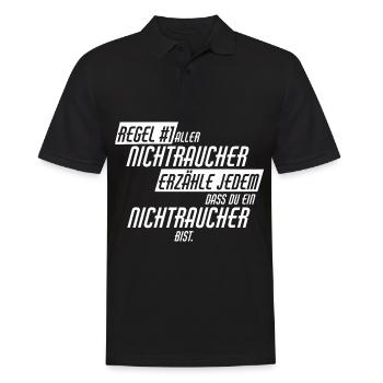 Nichtraucher - Männer Poloshirt - Schwarz - Vorne - Kai (181cm)