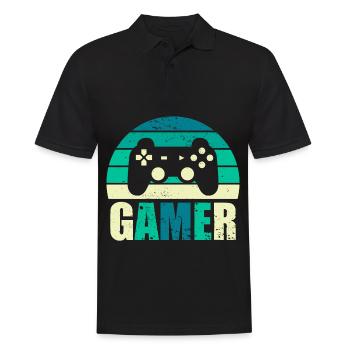 Gamer Vintage Sunset Gaming Controller - Polo Homme - noir - Devant - Kai (181cm)