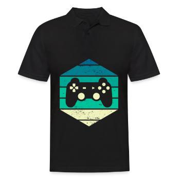 Contrôleur de jeu Video Gamer Vintage Sunset - Polo Homme - noir - Devant - Kai (181cm)