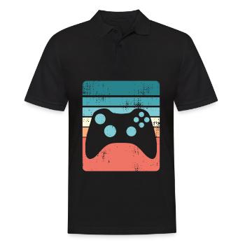 Vintage Gaming Geek Sonnenuntergang Gamer Geschenk - Männer Poloshirt - Schwarz - Vorne - Kai (181cm)
