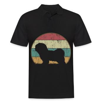 Chiens Havanais Papa Silhouette Vintage - Polo Homme - noir - Devant - Kai (181cm)