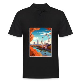 London Eye Vintage Voyage Affiche WPA Souvenir - Polo Homme - noir - Devant - Kai (181cm)