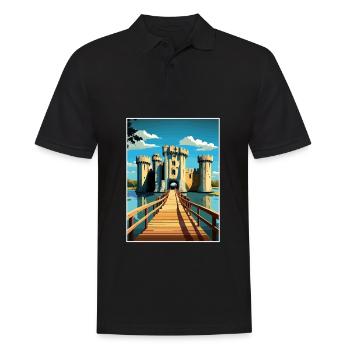 Château de Bodiam Vintage voyage affiche WPA Souvenir - Polo Homme - noir - Devant - Kai (181cm)