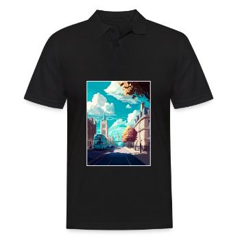 London England Vintage Travel Poster WPA Souvenir - Men's Polo Shirt - black - Front - Kai (181cm)