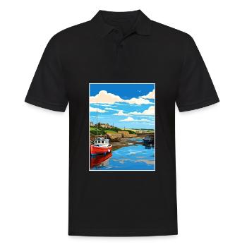 Bude Cornwall Vintage Reiseposter WPA Souvenir - Männer Poloshirt - Schwarz - Vorne - Kai (181cm)