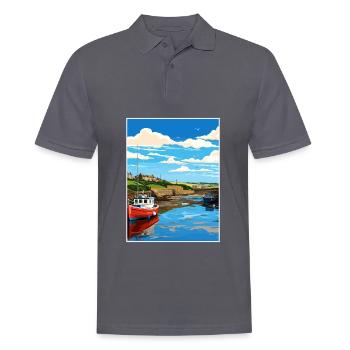 Bude Cornwall Vintage voyage affiche WPA Souvenir - Polo Homme - charbon - Devant - Nico (186cm)