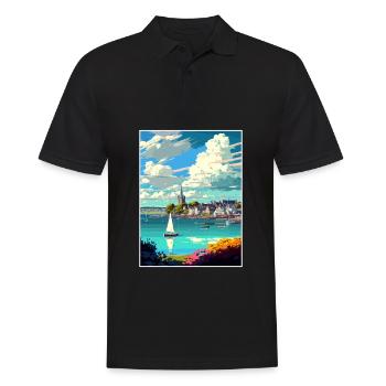 Falmouth, Angleterre, Affiche de voyage vintage, Souvenir - Polo Homme - noir - Devant - Kai (181cm)