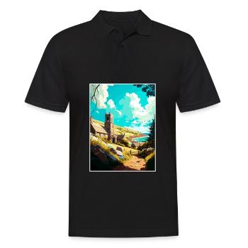 St Agnes England Vintage Travel Poster Souvenir - Men's Polo Shirt - black - Front - Kai (181cm)
