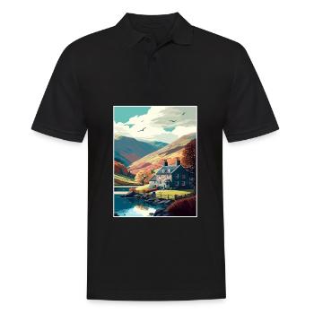 Grasmere Angleterre Vintage voyage affiche Souvenir - Polo Homme - noir - Devant - Kai (181cm)