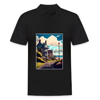 Clevedon Angleterre Vintage voyage affiche Souvenir - Polo Homme - noir - Devant - Kai (181cm)