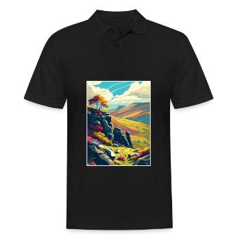 Peak District Uk Vintage Reiseposter Souvenir - Männer Poloshirt - Schwarz - Vorne - Kai (181cm)