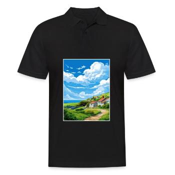 St Agnes Cornwall Vintage Travel Poster Souvenir - Men's Polo Shirt - black - Front - Kai (181cm)