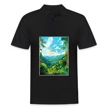 Amazone Regenwald Vintage Reiseposter Souvenir - Männer Poloshirt - Schwarz - Vorne - Kai (181cm)