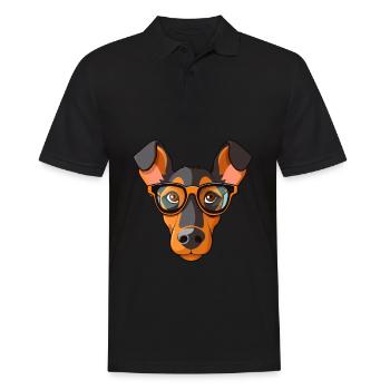 Dobermann Pinscher Hunderasse Aquarell Karikatur Kaw - Männer Poloshirt - Schwarz - Vorne - Kai (181cm)