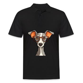 Italienischer Windhund Hunderasse Aquarell Karikatur Kaw - Männer Poloshirt - Schwarz - Vorne - Kai (181cm)