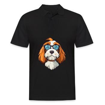 Petit Basset Griffon Vendéen Hunderasse Aquarell - Männer Poloshirt - Schwarz - Vorne - Kai (181cm)