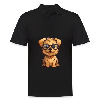 Norfolk Terrier Hunderasse Aquarell Cartoon Kawai - Männer Poloshirt - Schwarz - Vorne - Kai (181cm)