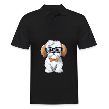 Shih Tzu maltais race de chien aquarelle dessin animé Kawa - Polo Homme - noir - Devant - Kai (181cm)