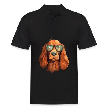 Setter Irlandais Chien Race Aquarelle Dessin Animé Kawaii G - Polo Homme - noir - Devant - Kai (181cm)