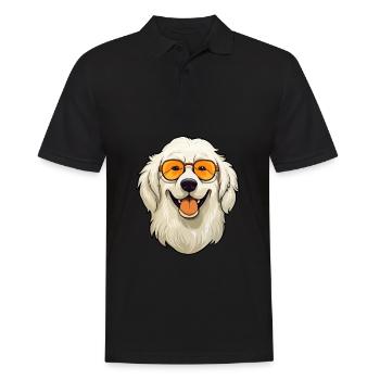 Grande race de chien des Pyrénées aquarelle dessin animé Kawaii - Polo Homme - noir - Devant - Kai (181cm)