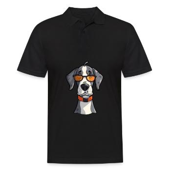 Great Dane Dog Breed Watercolor Cartoon Kawaii Gla - Men's Polo Shirt - black - Front - Kai (181cm)