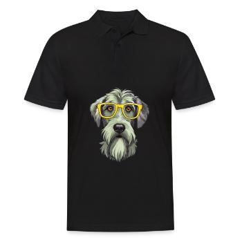 Irish Wolfhound Chien Race Aquarelle Dessin Animé Kawai - Polo Homme - noir - Devant - Kai (181cm)