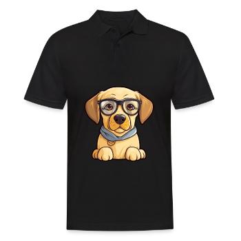Labrador Retriever Hunderasse Aquarell Karikatur Ka - Männer Poloshirt - Schwarz - Vorne - Kai (181cm)