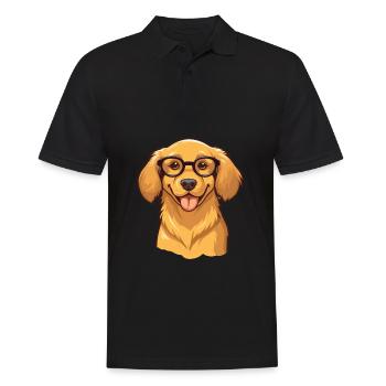 Golden Retriever Dog Breed Watercolor Cartoon Kawa - Men's Polo Shirt - black - Front - Kai (181cm)