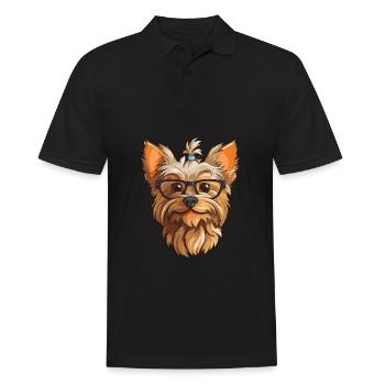 Yorkshire Terrier Hunderasse Aquarell Karikatur Kaw - Männer Poloshirt - Schwarz - Vorne - Kai (181cm)