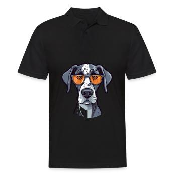 Great Dane Dog Breed Watercolor Cartoon Kawaii Gla - Men's Polo Shirt - black - Front - Kai (181cm)